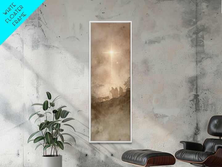 The Guiding Star – Framed Canvas Print – Narrow Art – Christian Wall Art – Christmas Art – Jesus Painting – Christian Decor