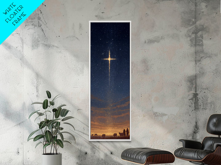 Shepherds Of Light | Framed Canvas Print | Tall Skinny Art Print | Christian Art Canvas | Christmas Wall Art | Jesus Christmas Art
