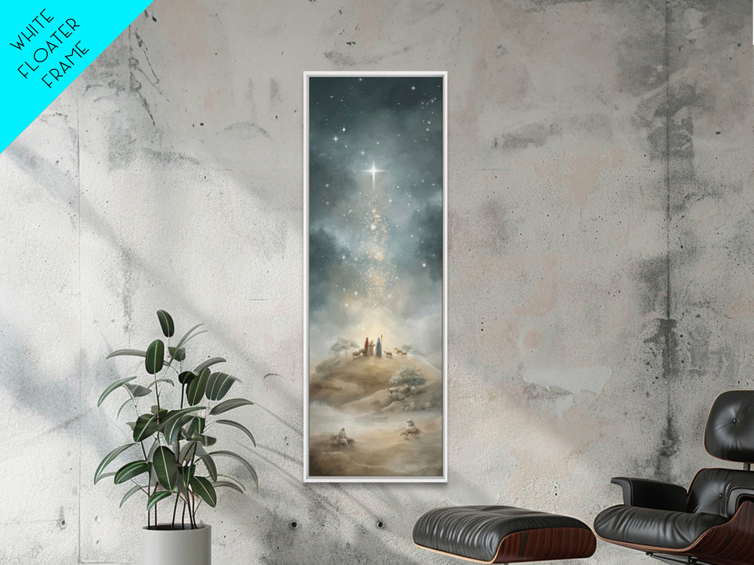 Star Over Bethlehem, Framed Canvas Print, Narrow Art, Christian Art Canvas, Christmas Art Work, Christian Painting
