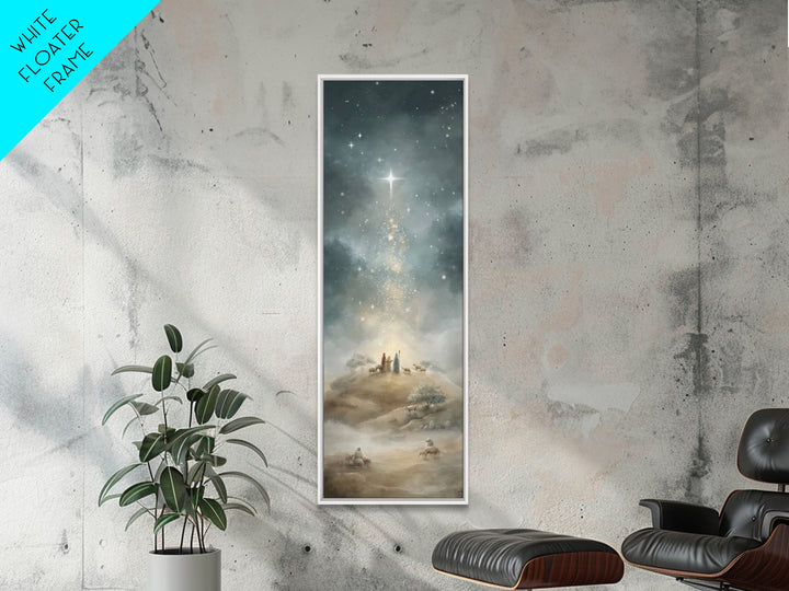 Star Over Bethlehem, Framed Canvas Print, Narrow Art, Christian Art Canvas, Christmas Art Work, Christian Painting