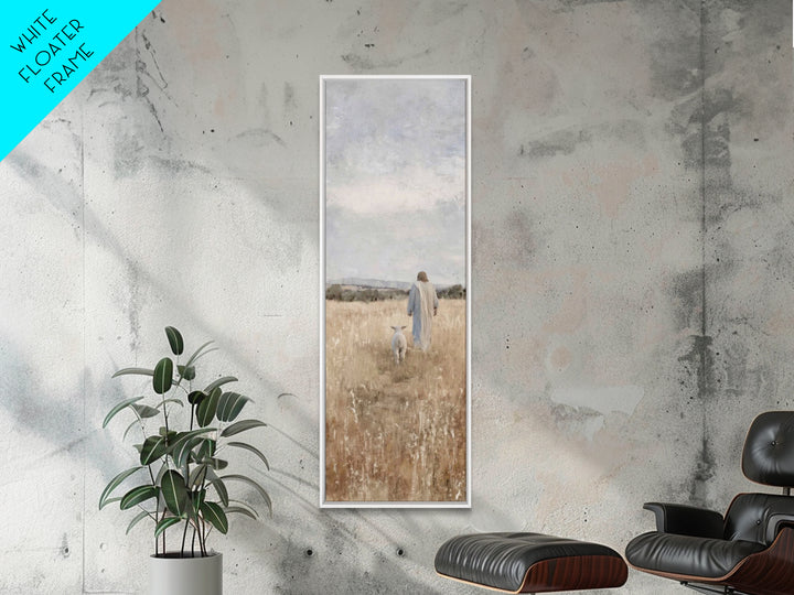 Shepherd’s Peace Path – Framed Canvas Print – Narrow Art – Christian Art Print – Christmas Wall Art – Jesus Painting