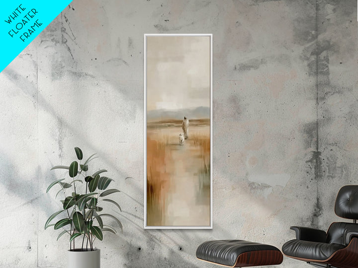 Quiet Shepherd Road | Framed Canvas Print | Tall Skinny Art Print | Christian Art | Jesus Canvas Art | Christian Paintings | Christian Deco