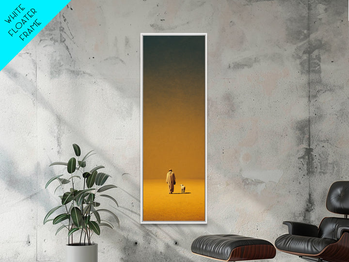 Golden Shepherd Path | Framed Canvas Print | Narrow Art | Christian Art Work | Jesus Painting | Christian Wall Art | Subtle Christian Art
