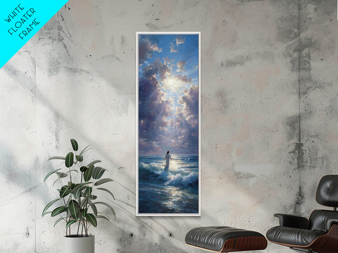 Radiant Ascension Sky – Framed Canvas Print – Christian Art Canvas – Christian Wall Art – Narrow Art – Jesus Painting – Christmas Art