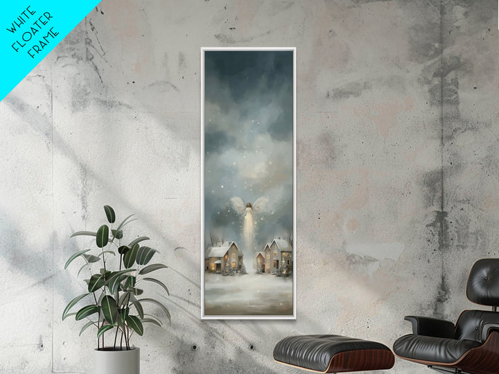 Heavenly Arrival – Framed Canvas Print – Christmas Wall Art – Christian Christmas Art – Tall Narrow Wall Art – Christian Art Canvas – Winte