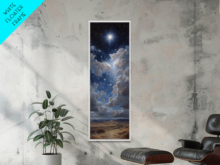 The Guiding Star – Framed Canvas Print – Christian Wall Art – Christian Art Canvas – Christmas Art – Narrow Art – Jesus Painting