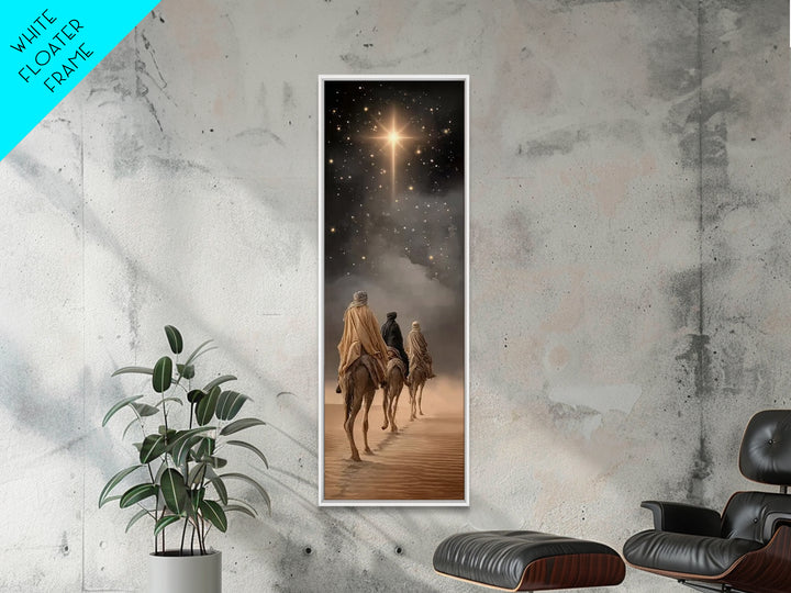 Wandering Kings Light, Framed Canvas Print, Christian Art Canvas, Christmas Art, Tall Skinny Art Print, Christian Decorations, Modern Chris