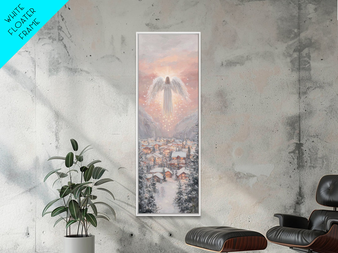 Heavenly Watch | Framed Canvas Print | Christian Wall Art | Christmas Art | Christian Art Canvas | Tall Narrow Wall Art