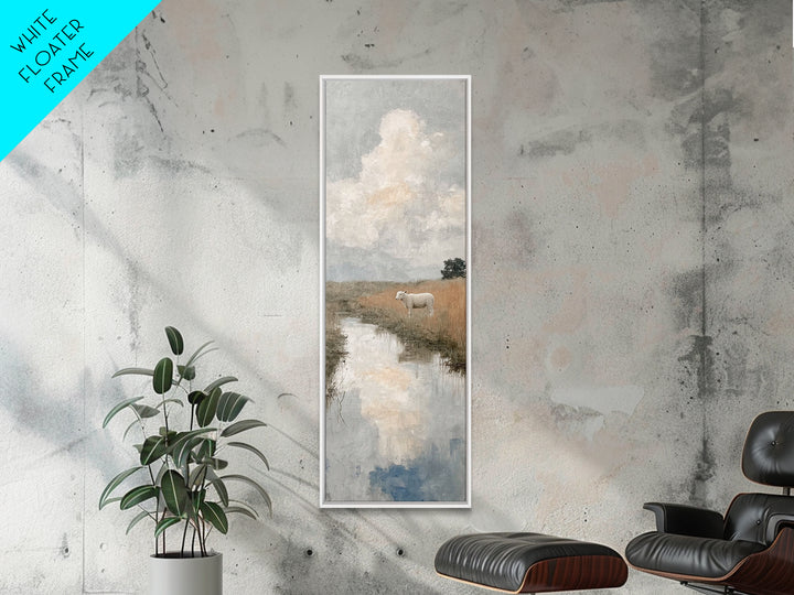 Quiet Field Sheep – Framed Canvas Print – Christian Art Canvas – Christian Wall Art – Tall Narrow Wall Art – Christian Art Print – Subtle C