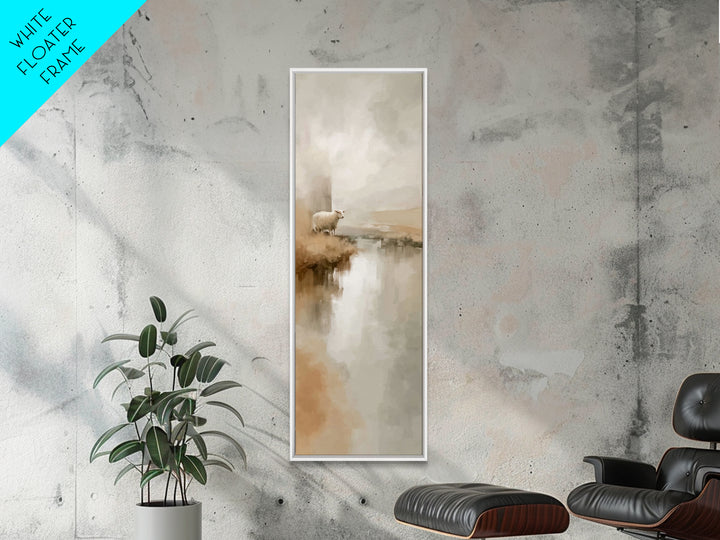Stillwater Sheep | Framed Canvas Print | Christian Wall Art | Christian Art Canvas | Narrow Art | Christian Art Print | Unique Christian Ar