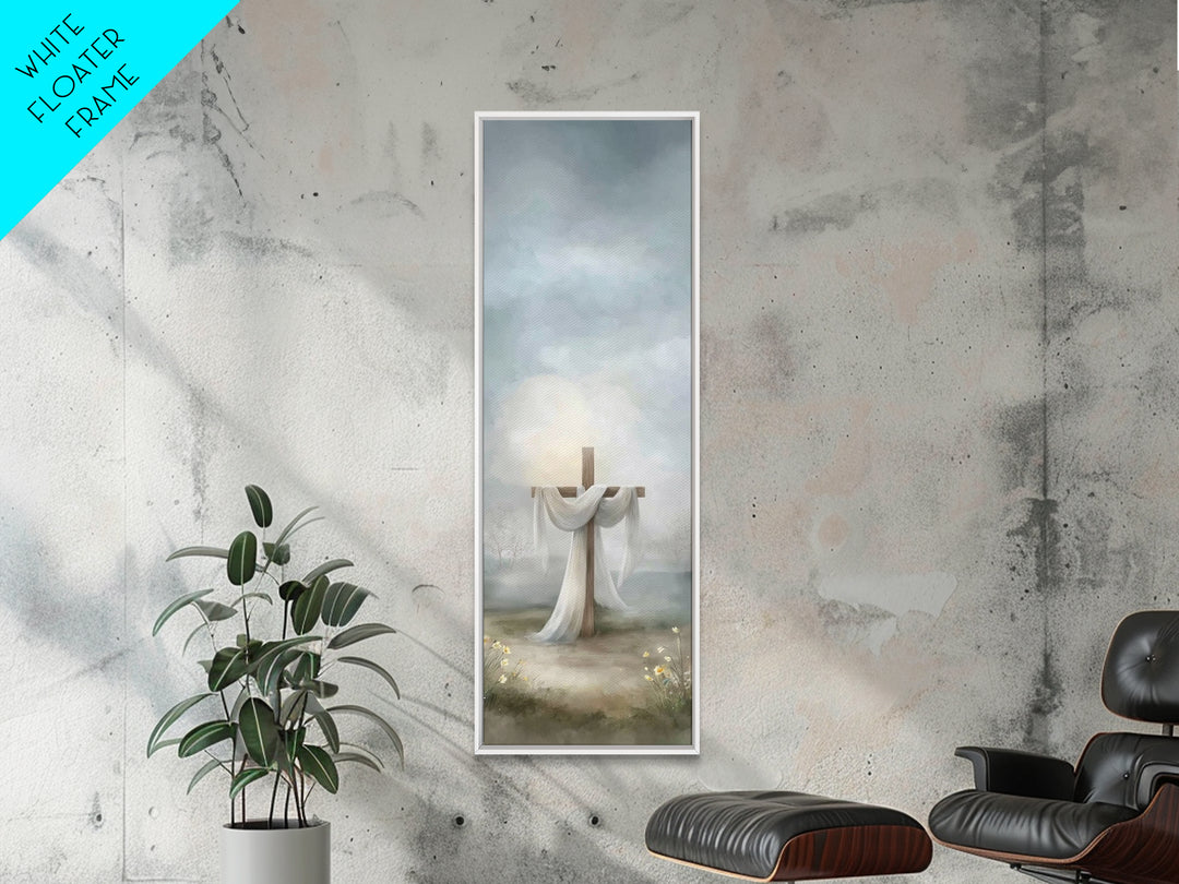Hope Beyond The Hills, Framed Canvas Print, Narrow Art, Christian Wall Art, Christian Art Print, Christmas Art, Jesus Painting