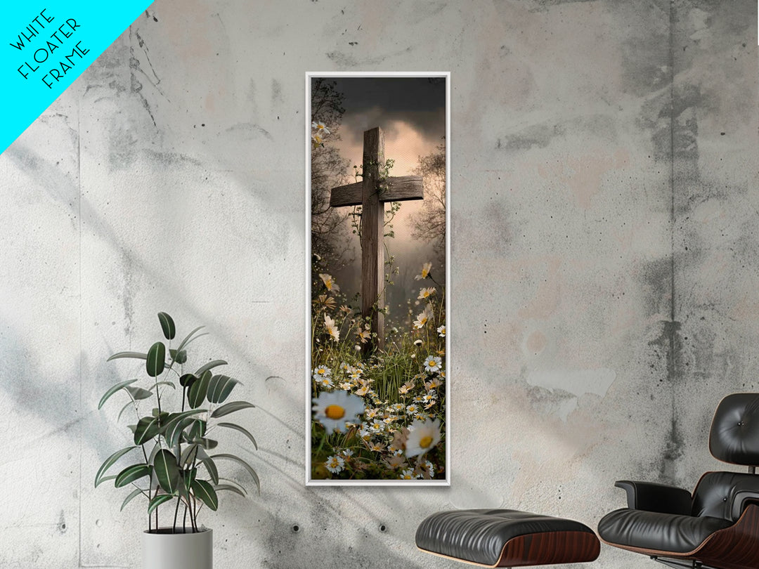 Light Of Salvation – Framed Canvas Print – Narrow Art – Christian Wall Art – Christian Art Print – Christian Christmas Art – Jesus Painting