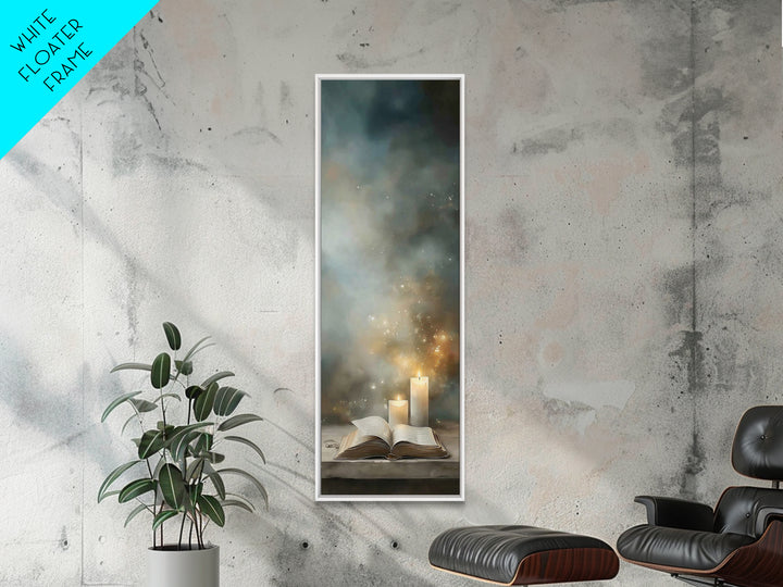 Candlelit Devotion – Framed Canvas Print – Narrow Art – Christian Art Canvas – Christian Wall Art – Christian Art Print – Christian Gift Id