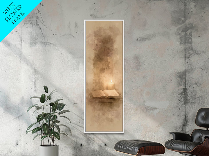 Sacred Candle Light – Framed Canvas Print – Tall Narrow Wall Art – Christian Wall Art – Christian Art Canvas – Christian Painting – Christi