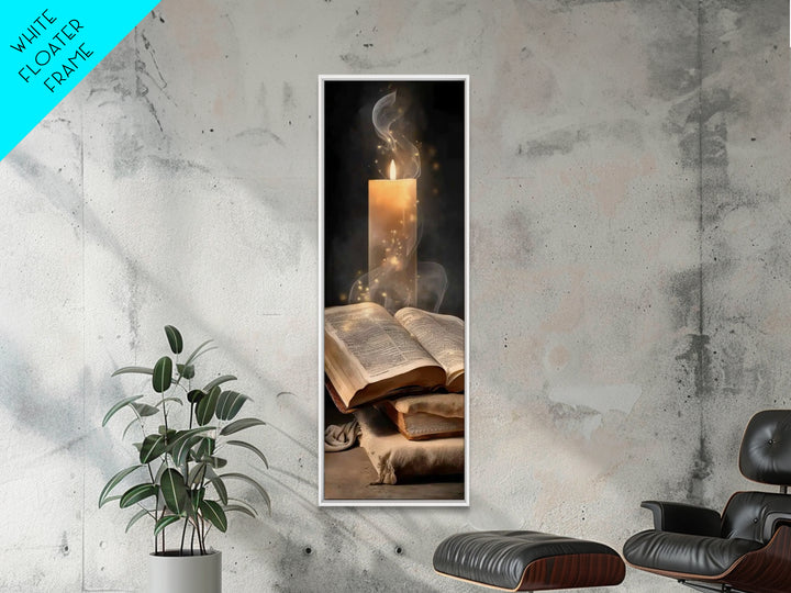 Eternal Book Glow – Framed Canvas Print – Skinny Art – Christian Art Canvas – Christian Wall Art – Vintage Christian Art – Christian Gift I