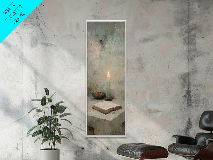 Ancient Word Flame – Framed Canvas Print – Tall Narrow Wall Art – Christian Art Print – Moody Christian Art – Christian Wall Art – Christia