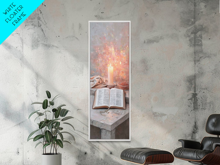 Graceful Scripture Light – Framed Canvas Print – Skinny Art – Modern Christian Art – Christian Art Canvas – Christian Wall Art – Christian