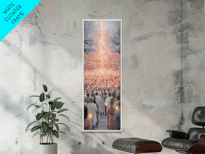 Radiant Ascent | Framed Canvas Print | Christian Art Print | Christian Christmas Art | Modern Christian Art | Tall Narrow Wall Art
