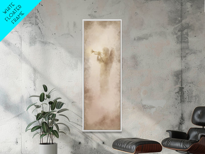 Heavenly Trumpet Light, Framed Canvas Print, Skinny Art, Christian Wall Art, Christian Art Print, Christian Christmas Art, Christian Decor