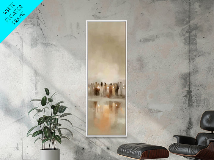 Silent Night Crowd | Framed Canvas Print | Tall Narrow Wall Art | Christian Wall Art | Christian Art Canvas | Christian Christmas Art