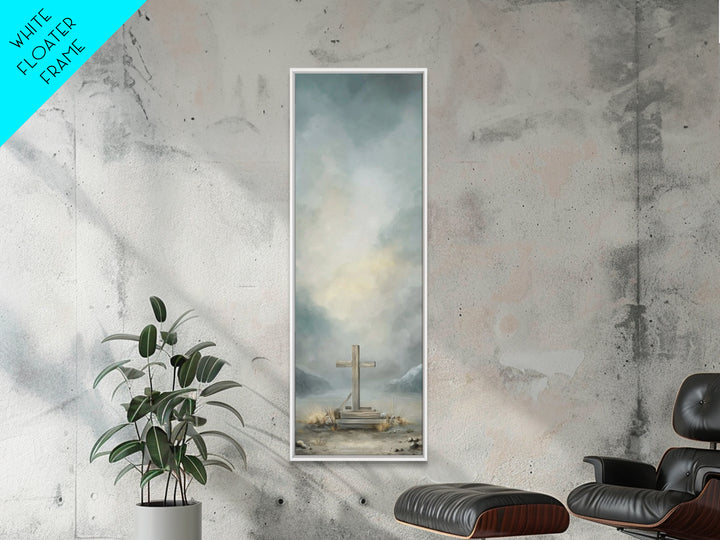 Cross Of Mercy – Framed Canvas Print – Tall Skinny Art Print – Christian Art Canvas – Christian Wall Art – Christian Art Print