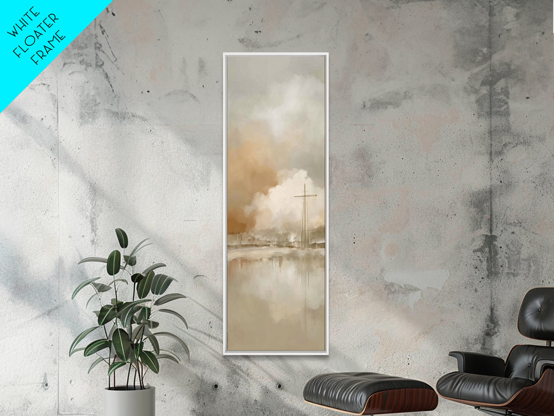 Silent Cross Reflections – Framed Canvas Print – Tall Narrow Wall Art – Christian Art Print – Christian Art Canvas – Christian Wall Art