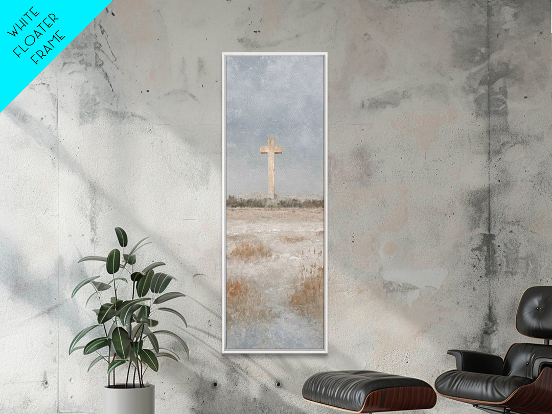 Winter Cross Hope – Framed Canvas Print – Christian Art Canvas – Christian Wall Art – Christmas Art – Tall Narrow Wall Art – Jesus Painting