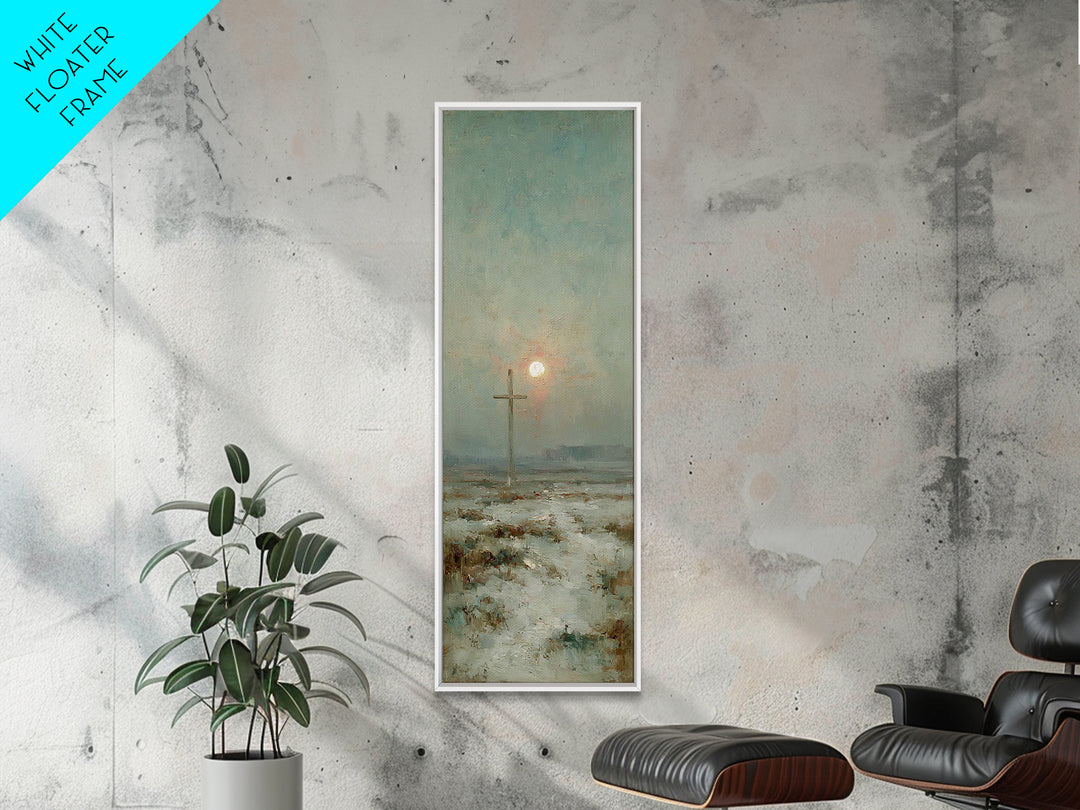 Heavenly Morning Cross – Framed Canvas Print – Christmas Art – Tall Narrow Wall Art – Christian Wall Art – Jesus Painting – Christian Art C