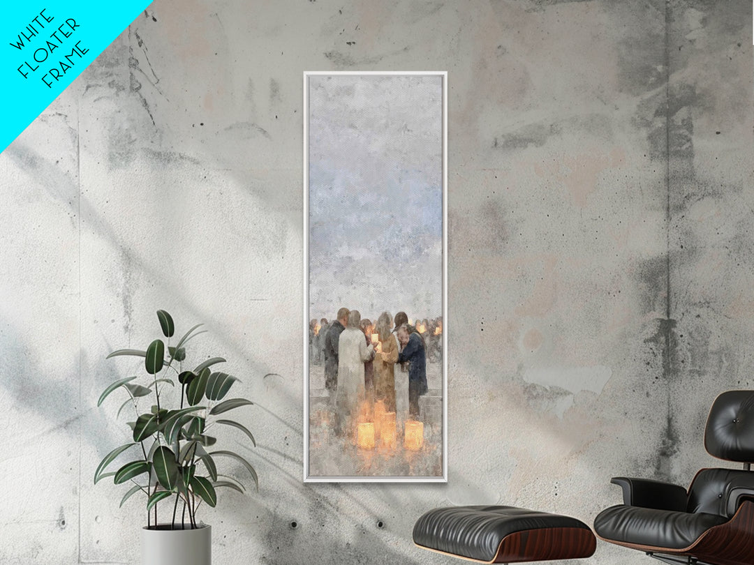 Holy Manger Light | Framed Canvas Print | Christmas Wall Art | Christian Christmas Decor | Christian Art Canvas | Skinny Art