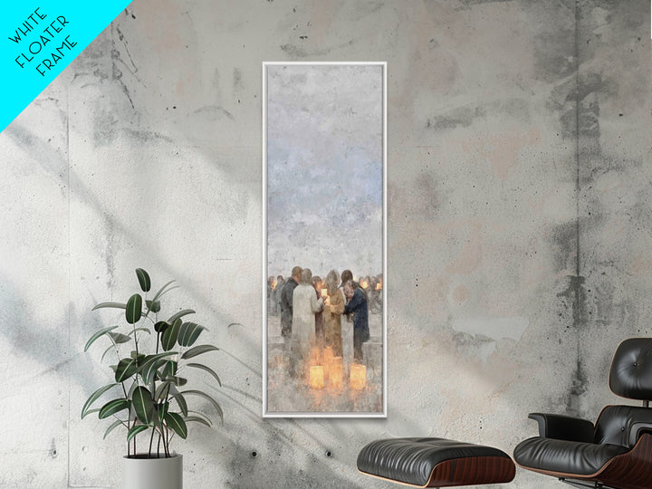 Holy Manger Light | Framed Canvas Print | Christmas Wall Art | Christian Christmas Decor | Christian Art Canvas | Skinny Art
