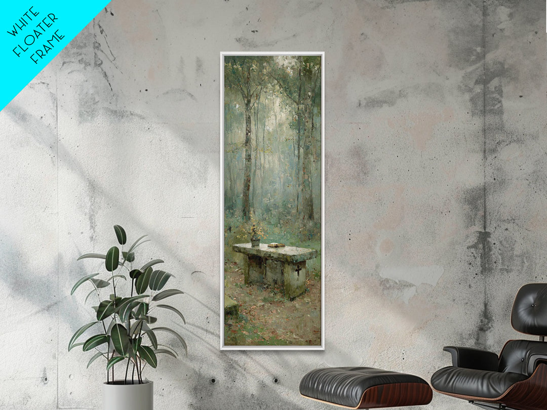 Quiet Scripture Rest | Framed Canvas Print | Christian Painting | Narrow Art | Christian Art Canvas | Christian Wall Art | Christian Decor