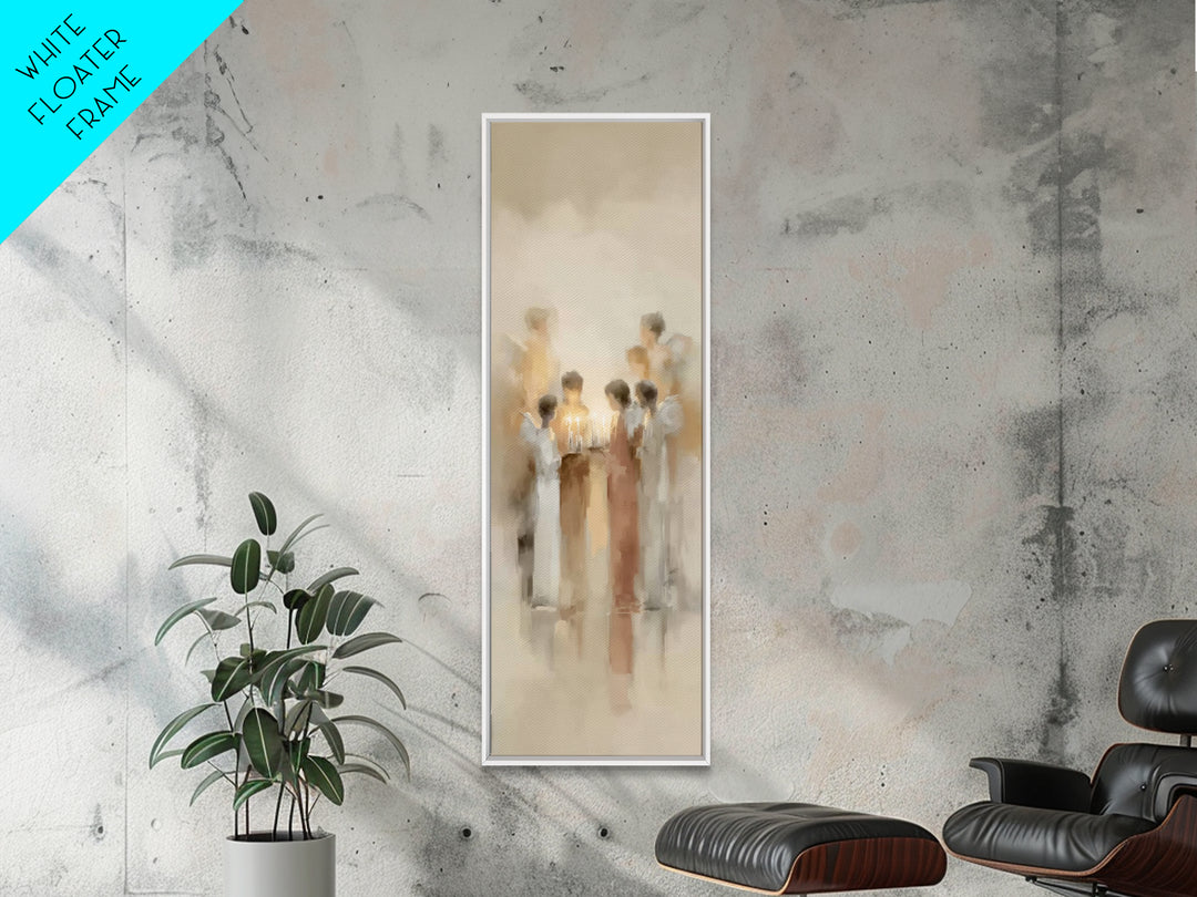 Heavenly Candle Vigil – Framed Canvas Print – Christian Wall Art – Christian Art Canvas – Narrow Art – Christmas Art – Christian Decor