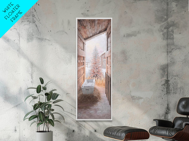Manger Blessing – Framed Canvas Print – Christian Wall Art – Christmas Art – Christian Art Canvas – Tall Narrow Wall Art