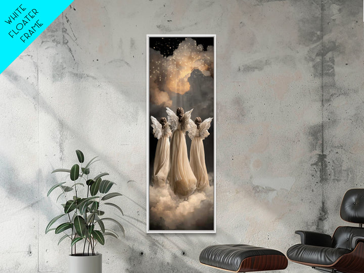 Celestial Guardians – Framed Canvas Print | Christian Wall Art | Christian Art Canvas | Narrow Art | Christian Christmas Art | Christian De