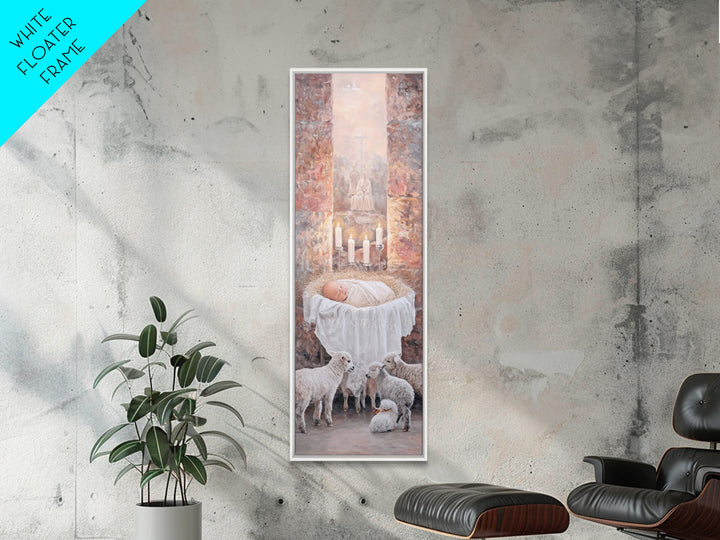 Radiant Birth Light | Framed Canvas Print | Christian Art Canvas | Christian Gift Ideas | Skinny Art | Jesus Christmas Art | Christian Wall