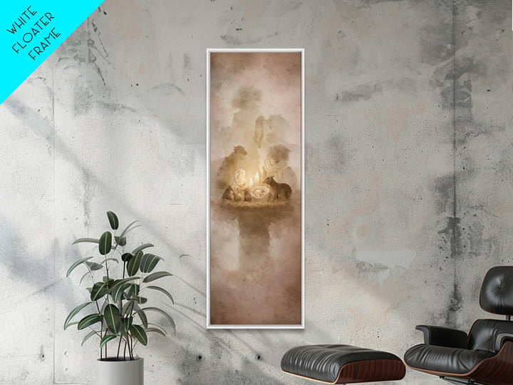 Bethlehem Candle Peace – Framed Canvas Print – Christian Art – Christmas Canvas Wall Art – Skinny Art – Christian Decorations – Jesus Paint