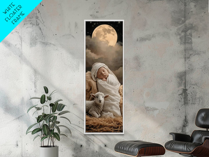 Midnight Holy Calm | Framed Canvas Print | Christian Christmas Art | Christian Wall Art | Tall Skinny Art Print | Christian Art Print | Jes