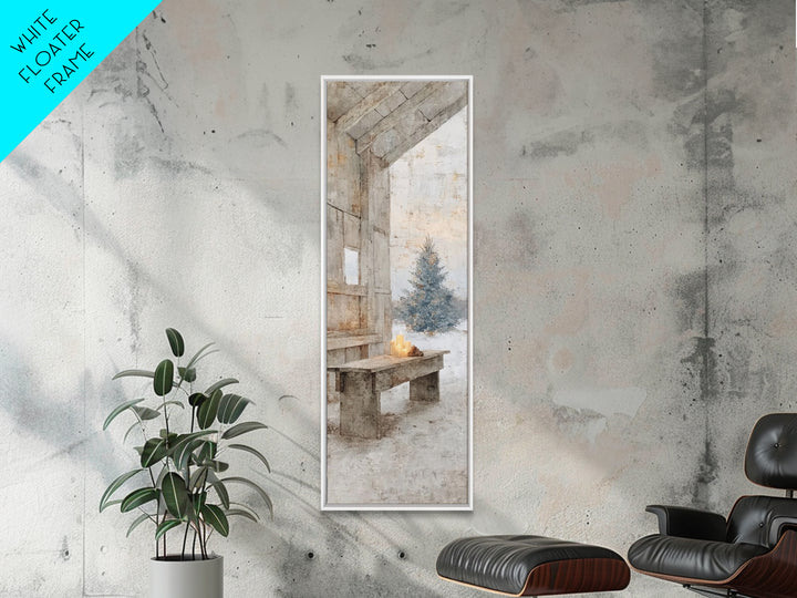 Quiet Barn Hope – Framed Canvas Print – Christian Wall Art – Subtle Christian Art – Christmas Art Prints – Narrow Art