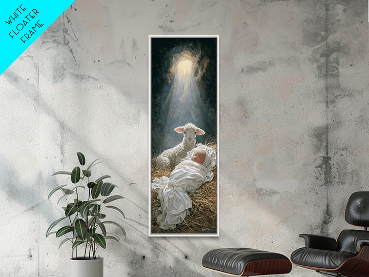 Holy Light Promise – Framed Canvas Print – Christian Christmas Art – Jesus Painting – Christian Art – Tall Narrow Wall Art – Christmas Art