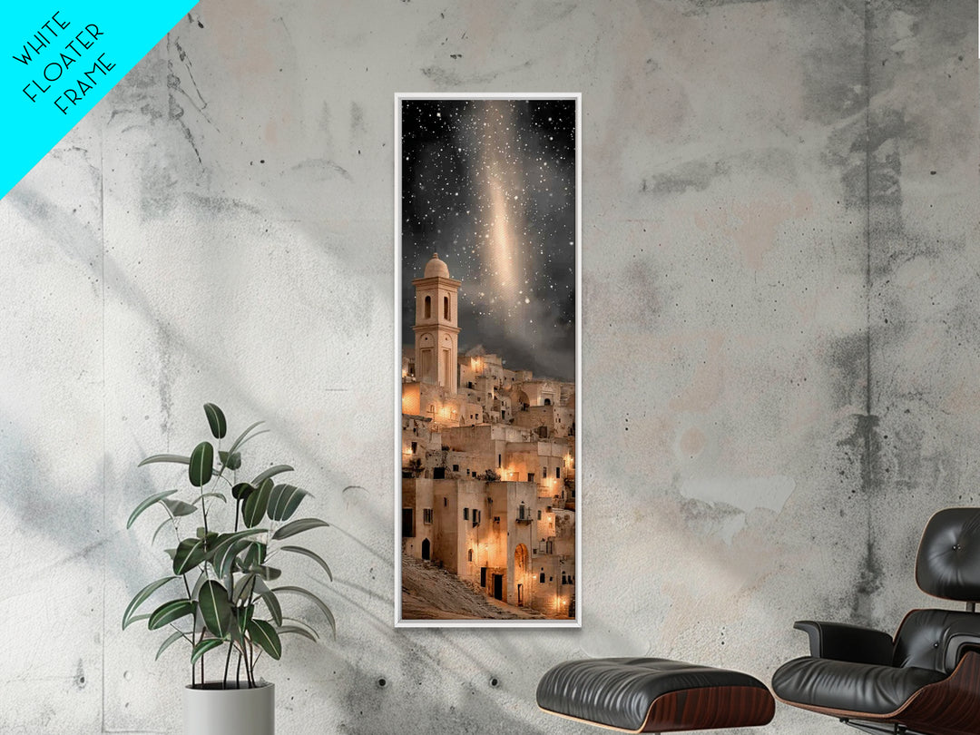 Bethlehem Night Wonder – Framed Canvas Print – Christmas Wall Art – Christian Art Canvas – Tall Skinny Art Print – Christian Christmas Deco