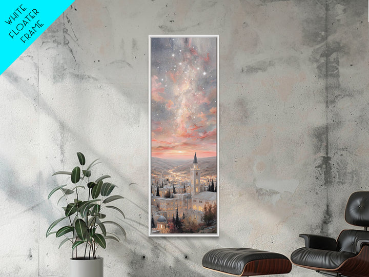 City Of Starfall, Framed Canvas Print, Christmas Canvas Wall Art, Christian Art, Skinny Art, Christian Decoration, Christmas Art Prints