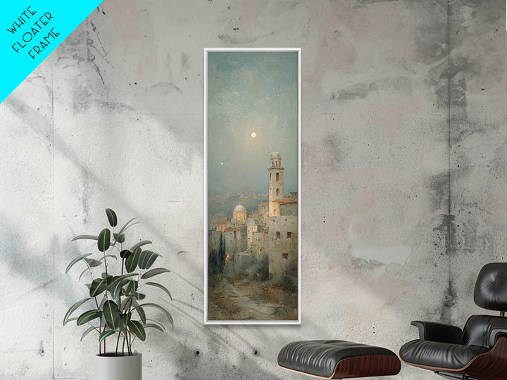 Moonlit Bethlehem Stillness | Framed Canvas Print | Christian Wall Art | Christmas Art | Tall Narrow Wall Art | Christian Art Print | Chris