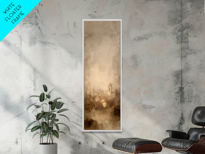 Sacred City Dawn – Framed Canvas Print – Christian Art – Christmas Art Prints – Narrow Art – Christian Wall Art – Modern Christian Art