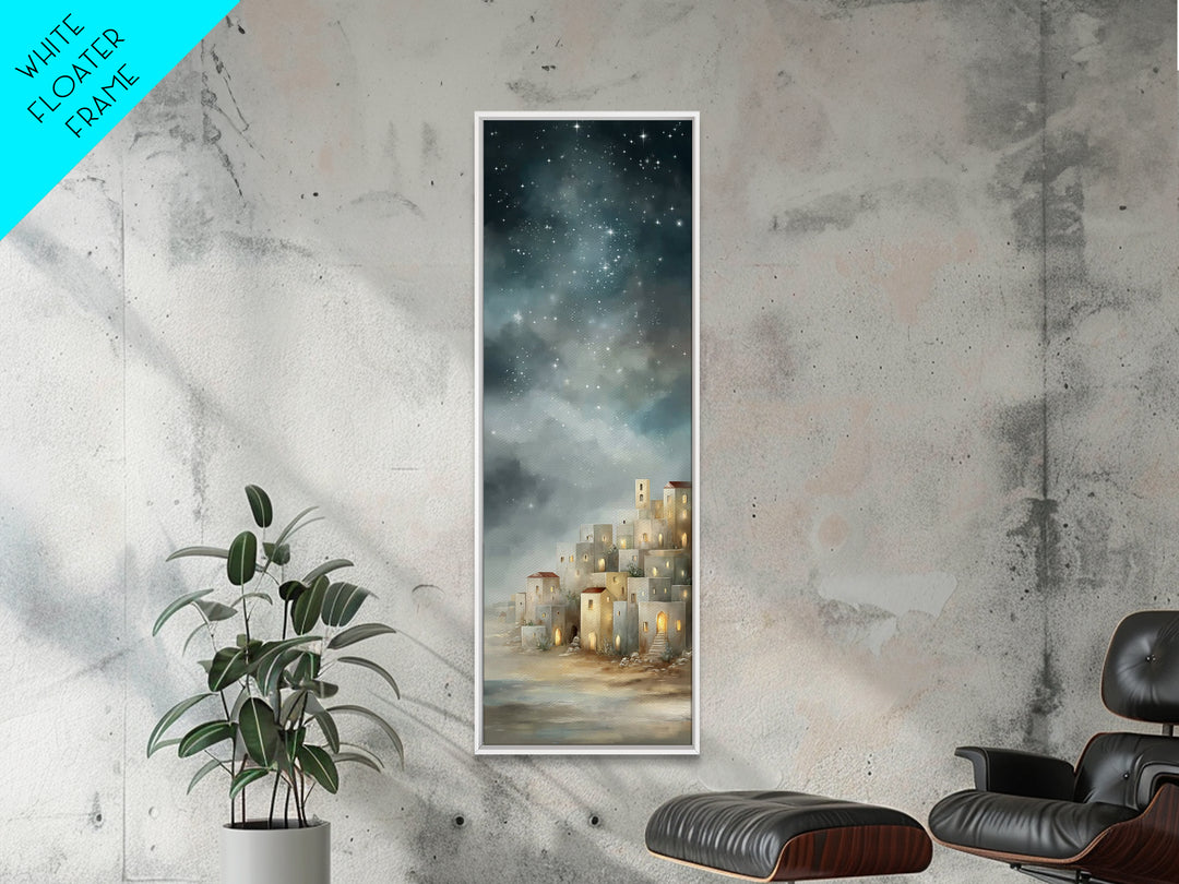 Holy City Glow – Framed Canvas Print – Tall Skinny Art Print – Christian Christmas Art – Christian Art Canvas – Christian Wall Art – Christ