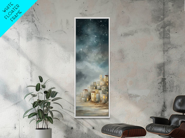 Holy City Glow – Framed Canvas Print – Tall Skinny Art Print – Christian Christmas Art – Christian Art Canvas – Christian Wall Art – Christ