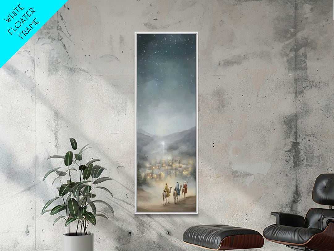 Light Over Zion – Framed Canvas Print – Tall Skinny Art Print – Christian Wall Art – Christian Christmas Art – Christian Art Canvas – Chris