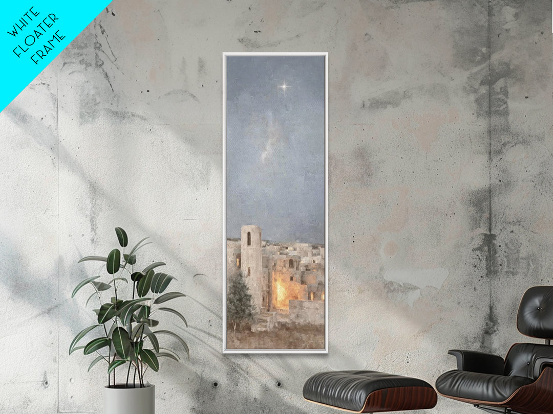 Night of Wonder – Framed Canvas Print – Tall Narrow Wall Art – Christian Christmas Art – Christian Wall Art – Christian Art Canvas – Christ
