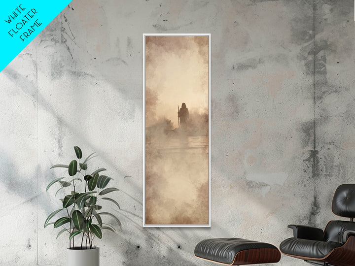 Desert Dawn Shepherd | Framed Canvas Print | Tall Skinny Art Print | Christian Art Canvas | Jesus Painting | Christian Wall Art | Christian