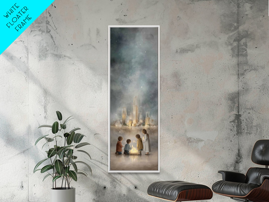 Shepherds In Grace - Framed Canvas Print - Christian Painting - Christian Wall Art - Christian Art Canvas - Tall Skinny Art Print - Jesus A