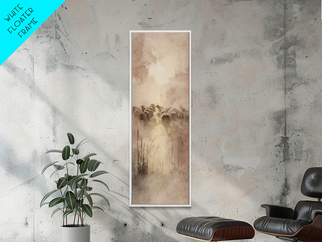 Shepherds In Light - Framed Canvas Print - Christian Art Canvas - Christian Wall Art - Large Christian Painting - Tall Narrow Wall Art